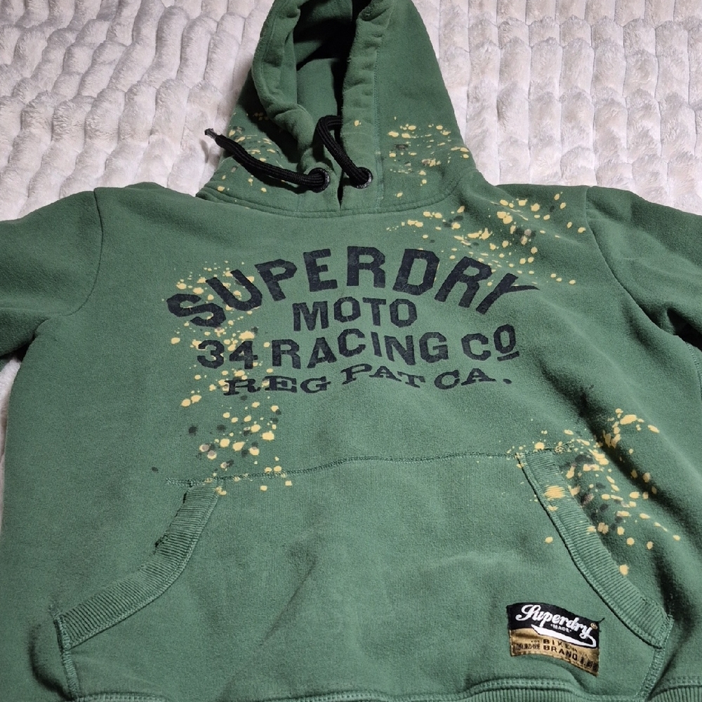 Superdry Moto Green Hoodie with Yellow Accents